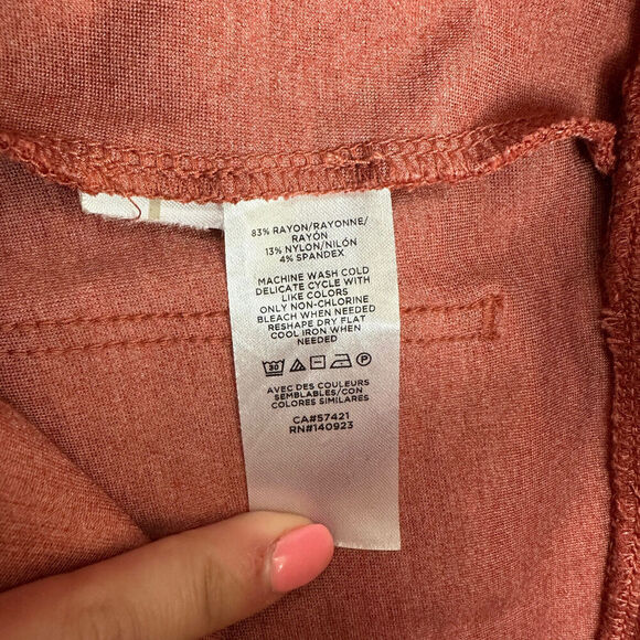 Lou & Grey x LOFT Rust Orange Leggings Back Pockets Sz XS Rayon Nylon Stretch - Picture 6 of 10